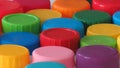 Colorful plastic bottle screw caps ready for recycling. Background Royalty Free Stock Photo