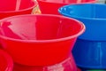 Colorful plastic bowls Royalty Free Stock Photo