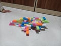 colorful plastic building blocks toy Royalty Free Stock Photo