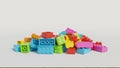 Colorful plastic building blocks on white background, Toy for children\'s creativity concept Royalty Free Stock Photo