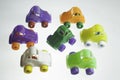 Colorful plastic cars Royalty Free Stock Photo