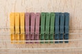 Colorful Clothespins lined up in a Row Royalty Free Stock Photo