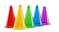 Colorful Plastic Cones on White Background Royalty Free Stock Photo