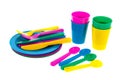 Colorful plastic crockery Royalty Free Stock Photo