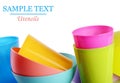 Colorful plastic cups and plates Royalty Free Stock Photo