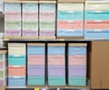 Colorful plastic drawers at store Royalty Free Stock Photo