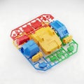Colorful plastic model kit parts on a sprue, ready for assembly and creative fun Royalty Free Stock Photo