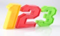 Colorful plastic numbers 123 on white Royalty Free Stock Photo
