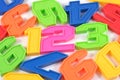 Colorful plastic numbers 123 on white Royalty Free Stock Photo