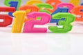 Colorful plastic numbers 123 on white Royalty Free Stock Photo