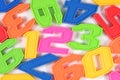 Colorful plastic numbers 123 on white Royalty Free Stock Photo