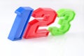 Colorful plastic numbers 123 on white Royalty Free Stock Photo