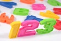 Colorful plastic numbers 123 on white Royalty Free Stock Photo