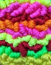 Colorful plastic nylon ropes bundle, abstract, texture, background