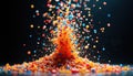 Colorful plastic pellets explode upwards in controlled studio environment against dark background. These petroleum derived Royalty Free Stock Photo