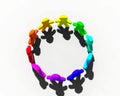 Colorful plastic people in a circle.