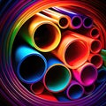 colorful plastic pipes background, ai generation