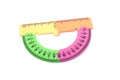 colorful plastic protractor in different color isolated