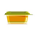Colorful plastic rectangular butter can with lid. Isolated background. Modern flat cartoon vector illustration for