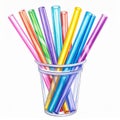 Colorful Plastic Straws in a Clear Cup Royalty Free Stock Photo
