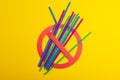 A colorful of plastic straws. Royalty Free Stock Photo
