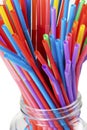 Colorful plastic straws used to illustrate plastic pollution Royalty Free Stock Photo