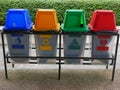 Colorful plastic trash bins / cans for waste separation