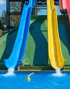 Colorful plastic water-slides. Royalty Free Stock Photo