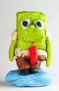 Colorful Plasticine or Clay Sponge Bob square pants, created by hands