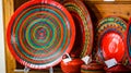 Colorful plate with decorative spiral pattern Royalty Free Stock Photo