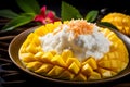 A colorful plate of Mango Sticky Rice. Ai Generated.NO.08