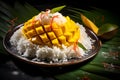A colorful plate of Mango Sticky Rice. Ai Generated.NO.06