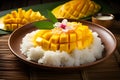 A colorful plate of Mango Sticky Rice. Ai Generated.NO.05