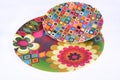 colorful plate round object with abstract designs