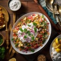 A colorful plate of vegetable biryani