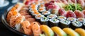 A Colorful Platter Of Assorted Sushi With A Variety Of Ingredients Royalty Free Stock Photo