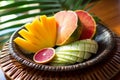 Tropical Fruit Platter on Banana Leaf