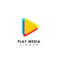 colorful play media logo design template. triangle play icon symbol design