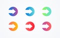 Colorful play sign icon button set on white background. Flat line gradient button collection. Vector web element