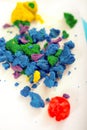 Colorful playdough balls on the table. Royalty Free Stock Photo