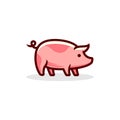 Colorful playful fun drawing of pig piglet for Logo mascot and icon or sign template vector stock illustration