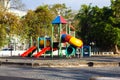 Colorful playground activities in public park . Royalty Free Stock Photo