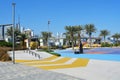 Dubai, United Arab Emirates (UAE), December 2022: Playground at the Dubai Design District promenade.