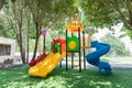 Colorful playground fun for children set joy kid cold baby park blue play game slide green place color climb empty child happy Royalty Free Stock Photo