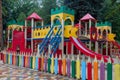 Colorful playground and guard in the form of pencils