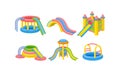 Colorful Playground Slides and Pools for Children Vector Set