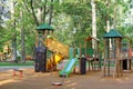 Colorful playground with swings and slides Royalty Free Stock Photo