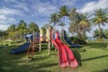 Colorful playground on yard in the park. Colorful children playground Royalty Free Stock Photo