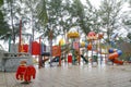 Colorful playground on yard in the park. Colorful children playground Royalty Free Stock Photo