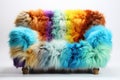 Colorful Plush Seating: Vibrantly hued, plush chair design set against a clean white canvas, offering a visual symphony